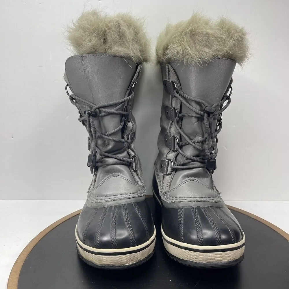 SOREL Joan of Arctic Winter Boots Women Sz 5 Gray Faux‎ Fur Insulated Waterproof